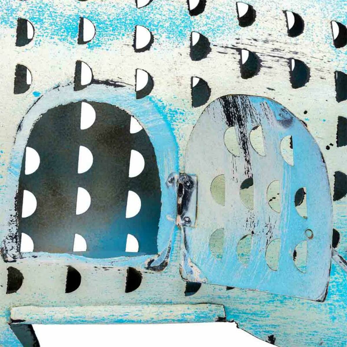 Portavelas Alexandra House Living Azul Madera de mango 10 x 28 x 62 cm Pez