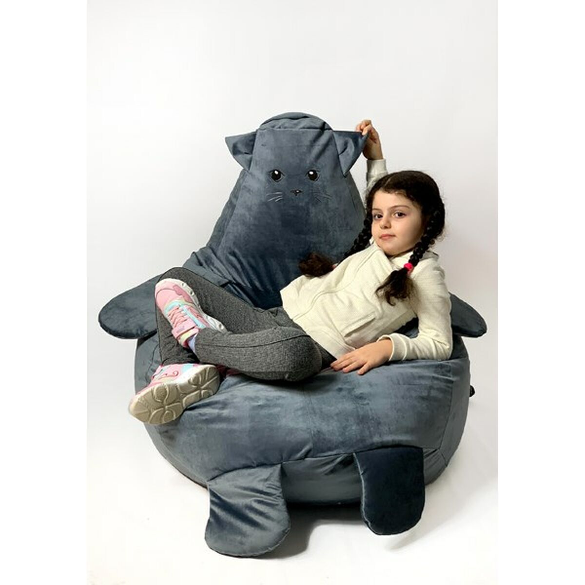 Puff GO GIFT Gris Oxford Gato 105 x 80 cm