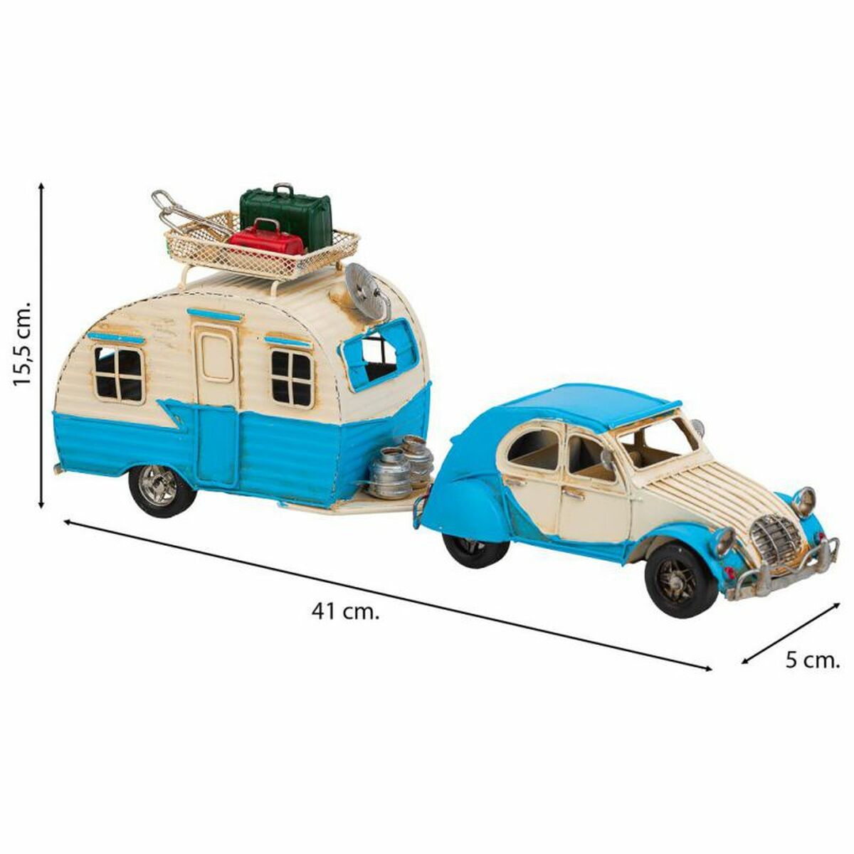 Figura Coleccionable Alexandra House Living Azul claro Hierro ABS Caravana Remolque 9 x 15 x 41 cm