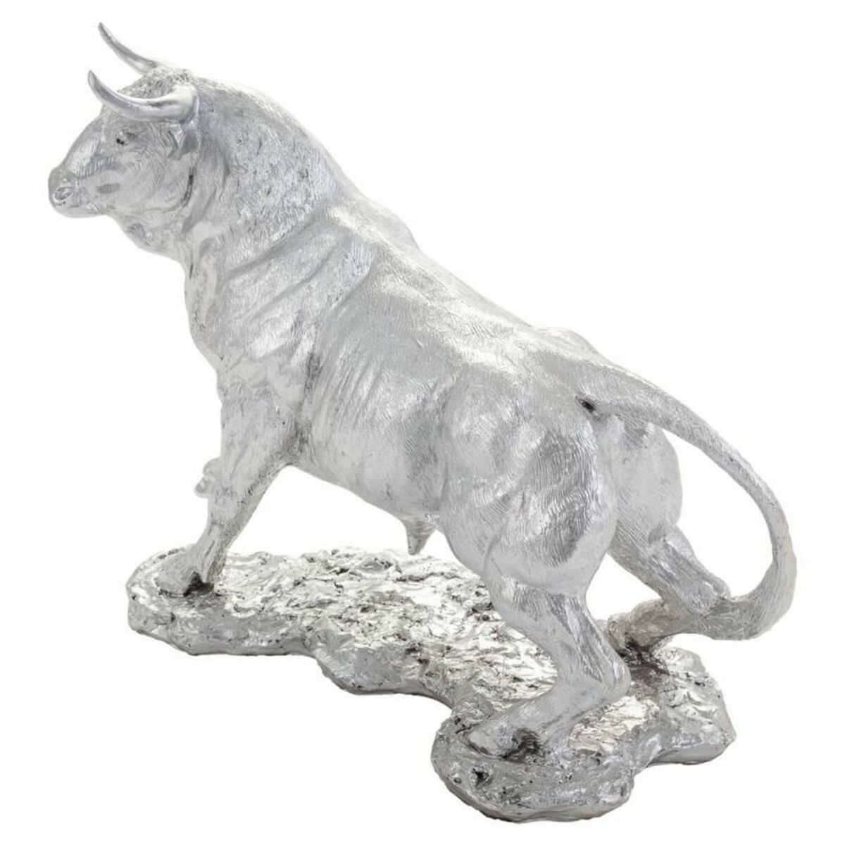 Figura Decorativa Alexandra House Living Plateado Toro 17 x 32 x 43 cm