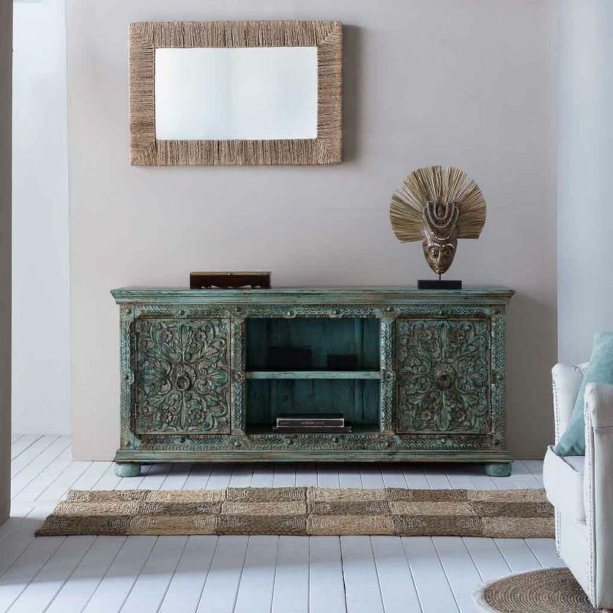 Figura Decorativa Alexandra House Living Marrón Máscara 50 x 12 x 38 cm