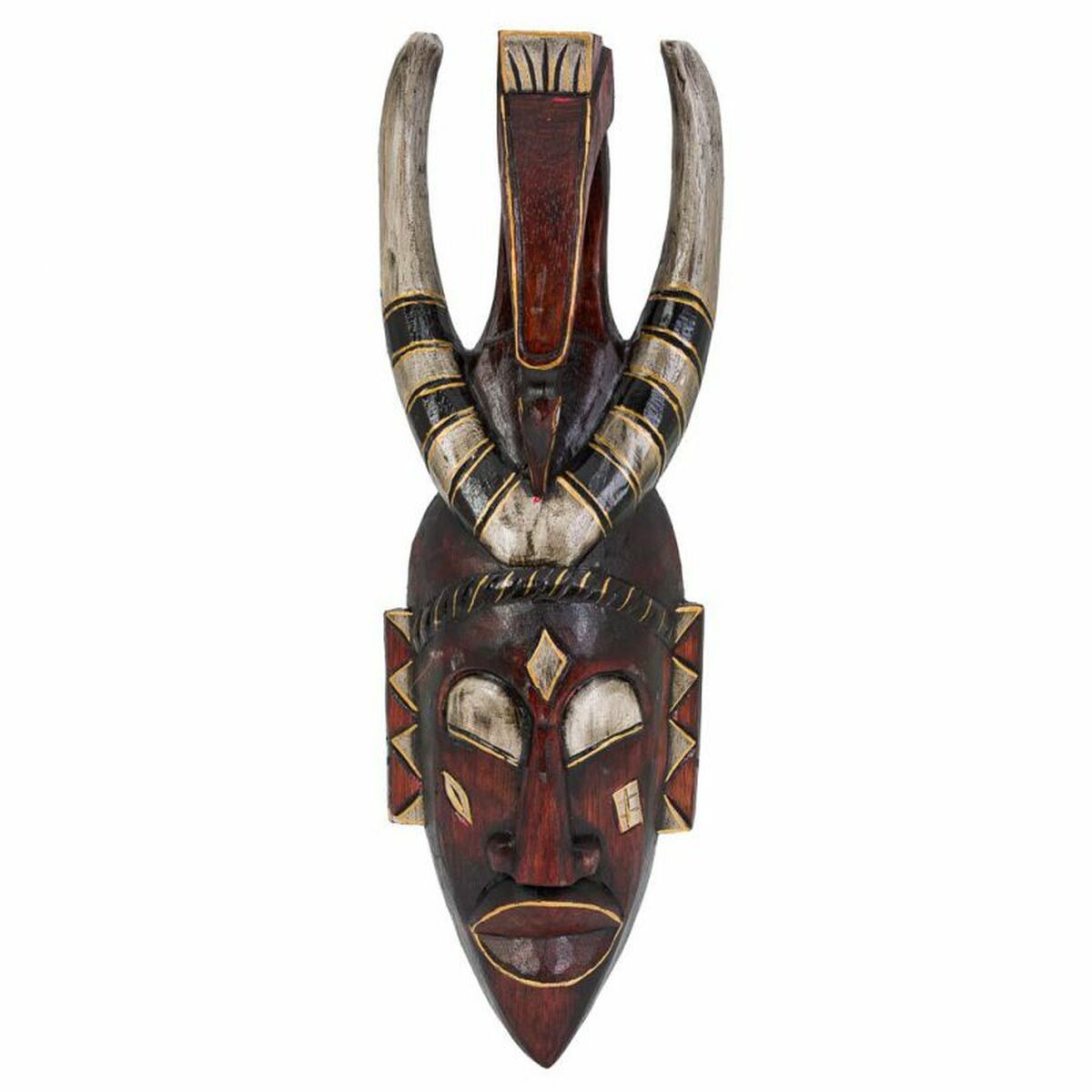 Figura Decorativa Alexandra House Living Negro Madera Máscara 6 x 50 x 16 cm