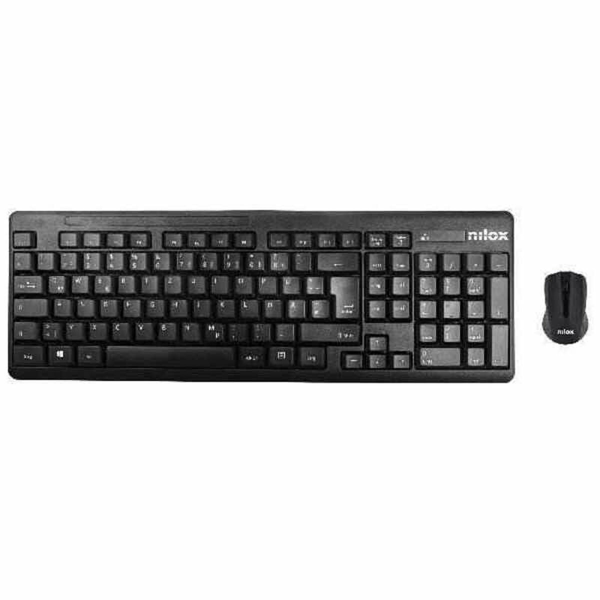 Teclado y Ratón Inalámbrico Nilox NXKMWE0001 Negro Qwerty Español QWERTY