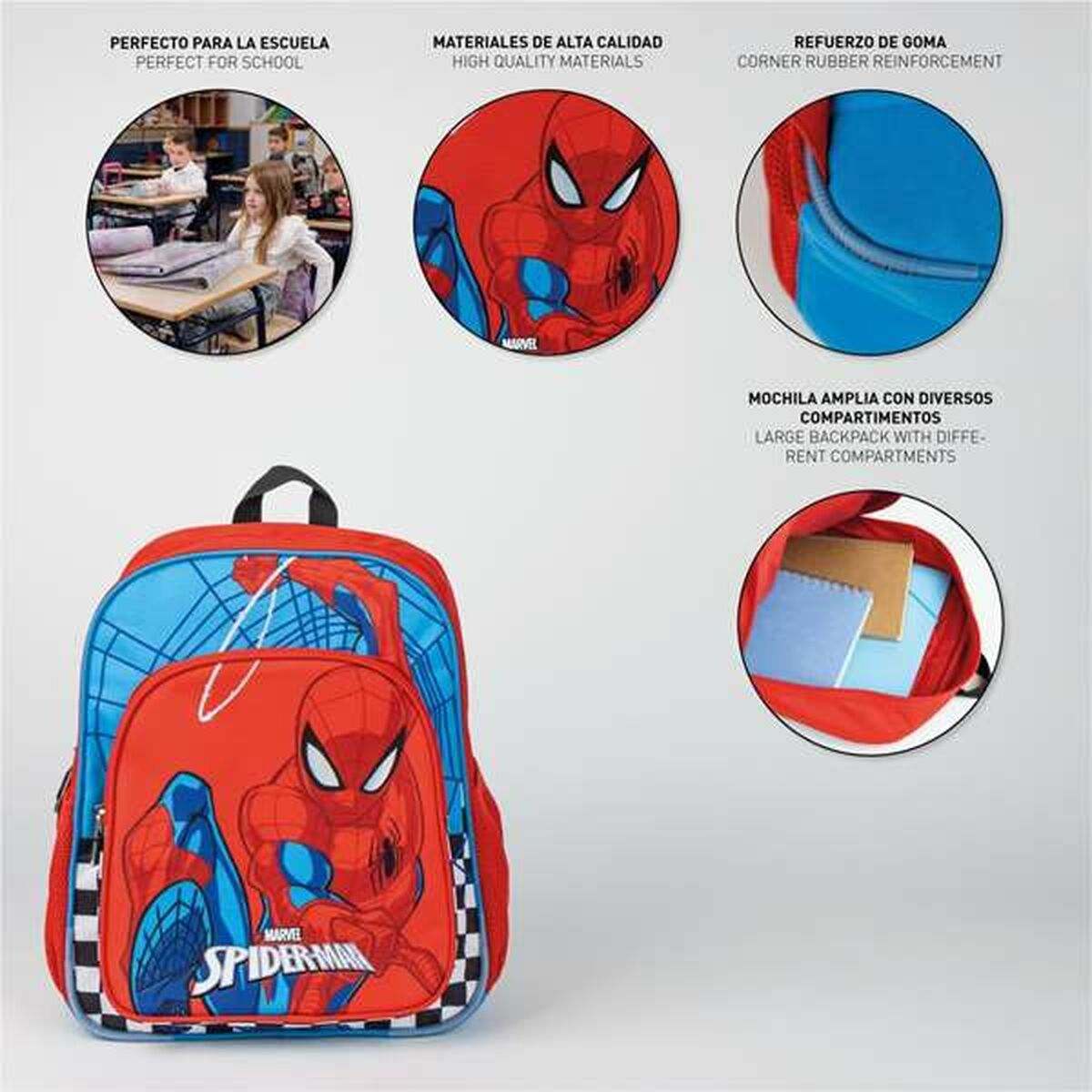 Mochila Escolar Spider-Man Rojo 31 x 12 x 38 cm