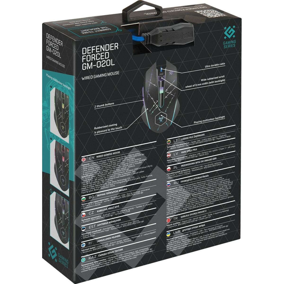 Ratón Óptico Defender 52020 Negro 3200 DPI