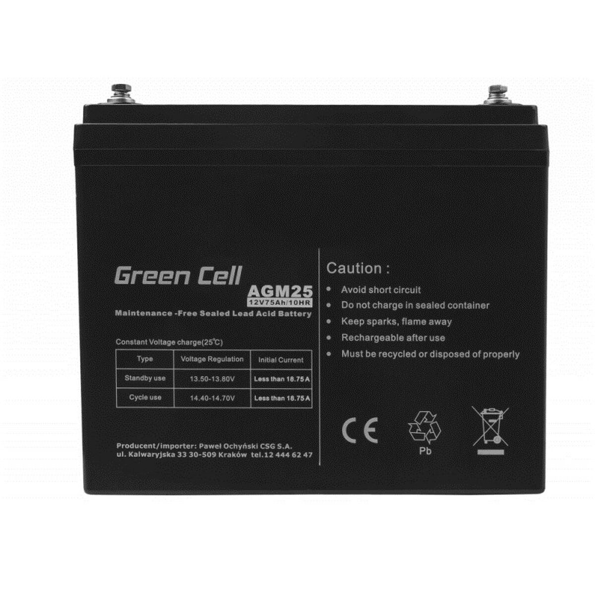 Batería para SAI Green Cell AGM25 75 Ah 12 V