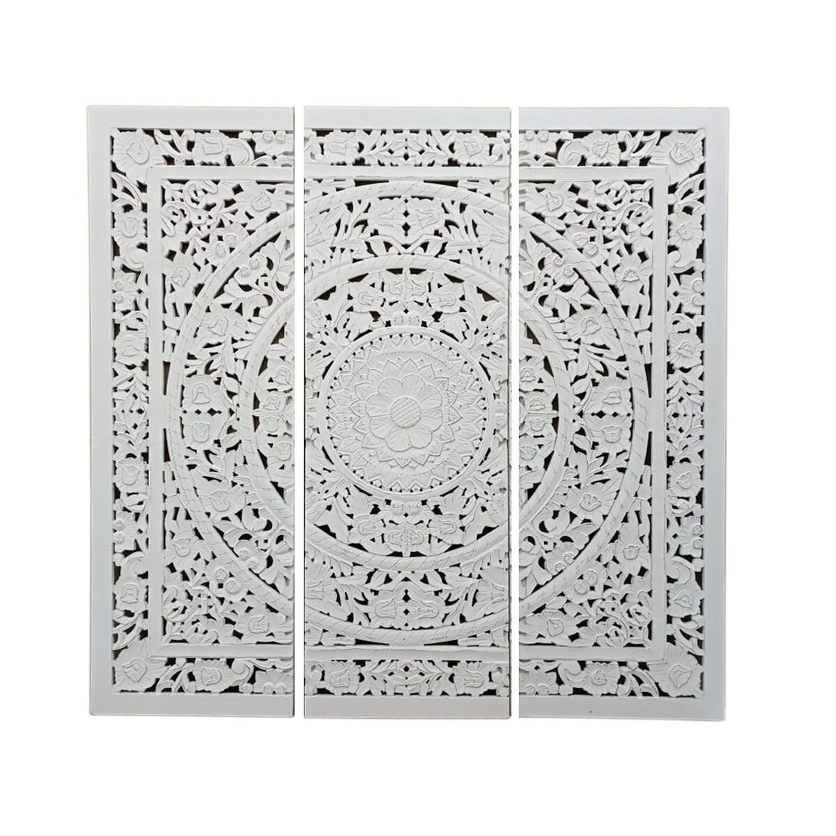 Cabecero de Cama Home ESPRIT Blanco Natural Madera MDF 180 x 3,5 x 180 cm