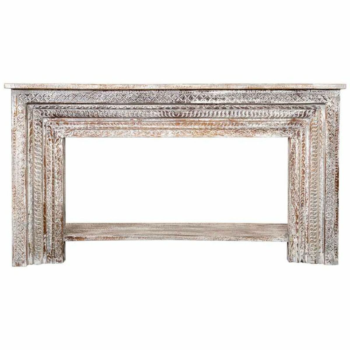 Recibidor Alexandra House Living Blanco Gris 39 x 86 x 160 cm Acabado envejecido Tallado