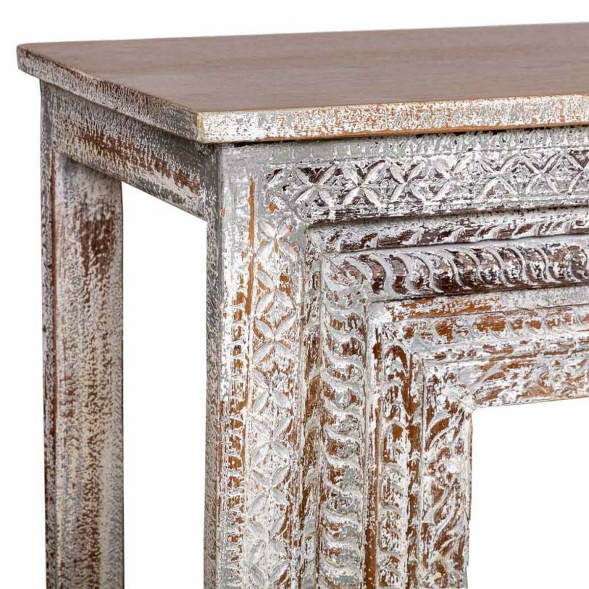 Recibidor Alexandra House Living Blanco Gris 39 x 86 x 160 cm Acabado envejecido Tallado