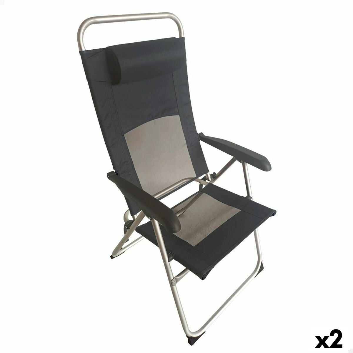 Silla Plegable con Reposacabezas Aktive 48 x 114 x 63 cm