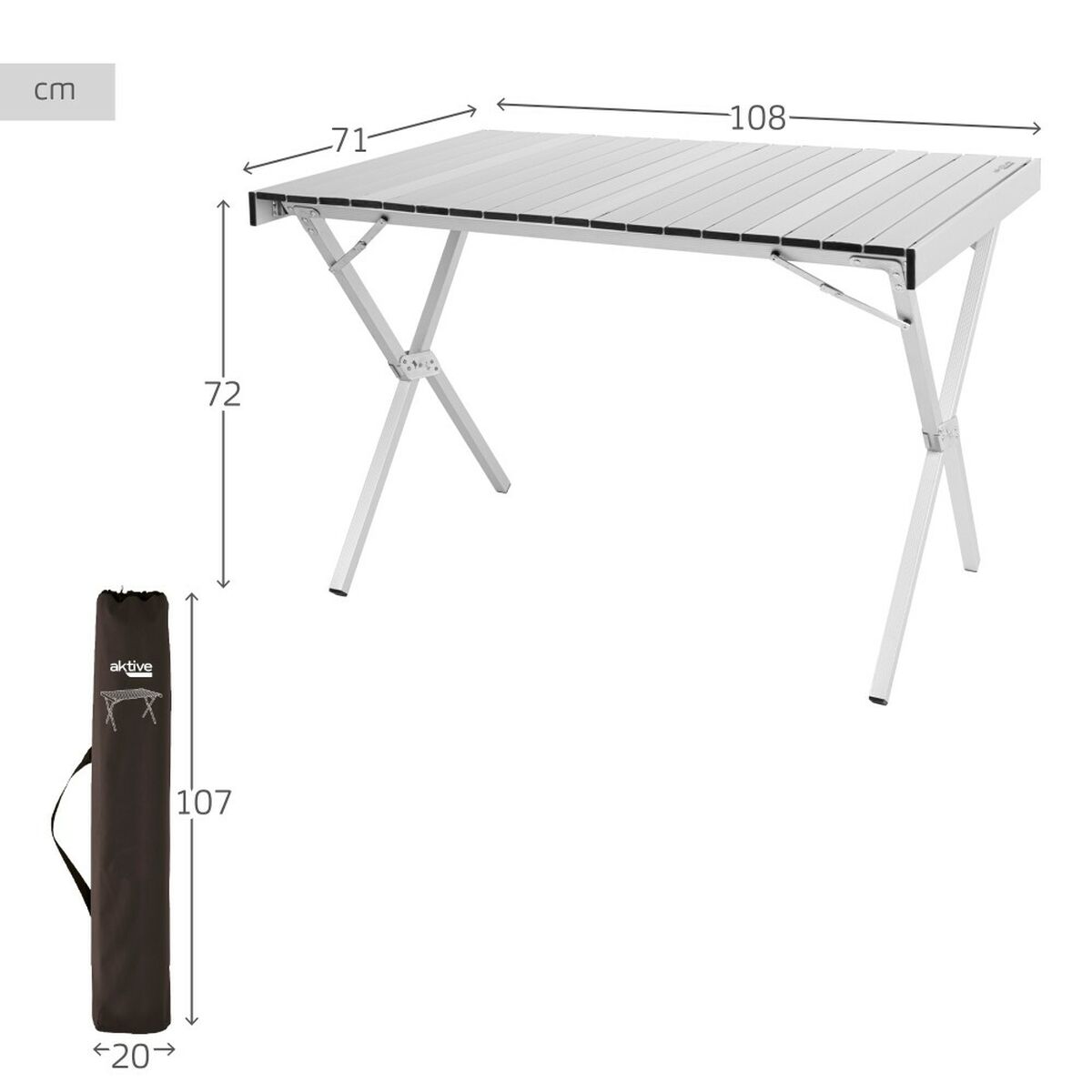 Mesa Plegable Aktive 108 x 72 x 71 cm (2 Unidades)