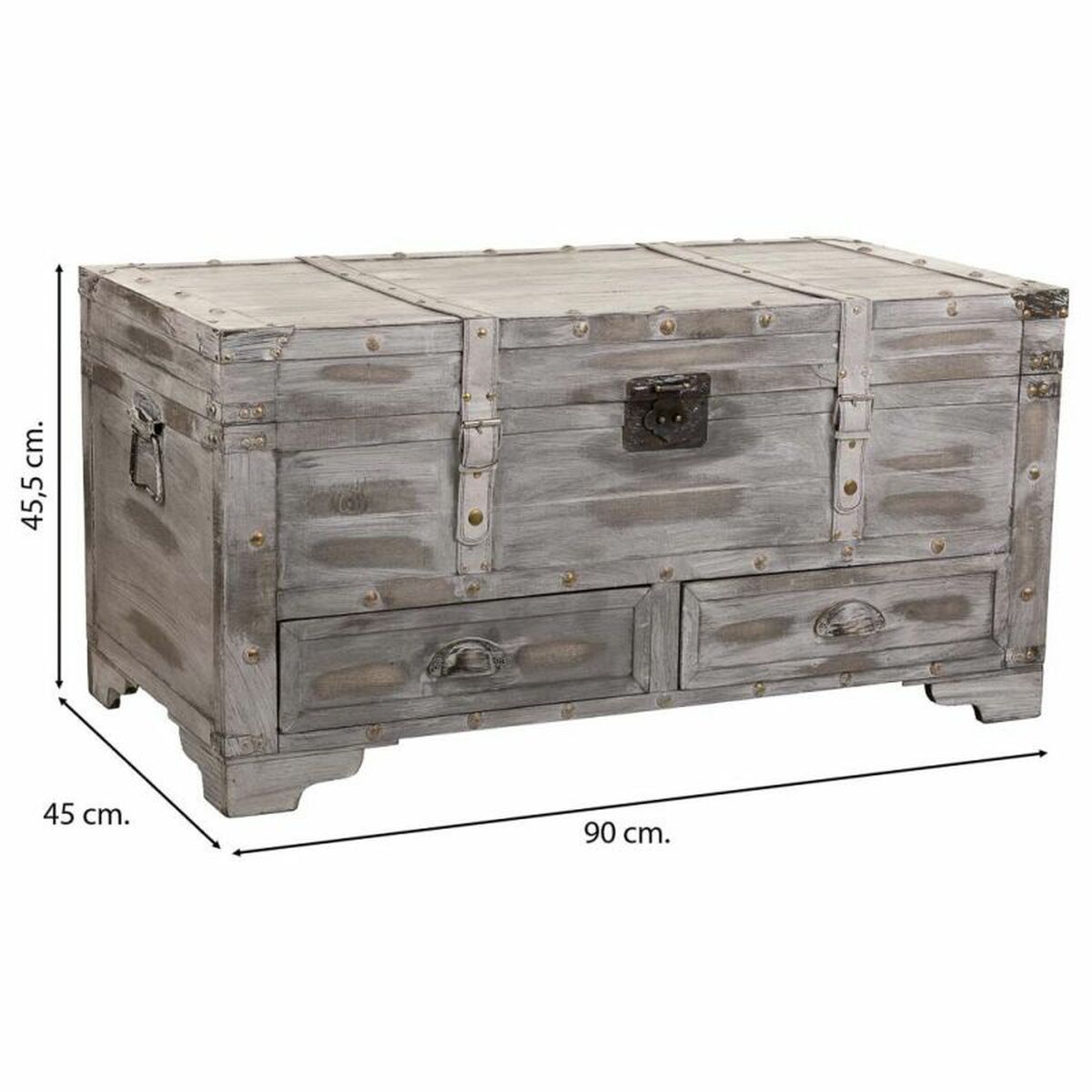 Baúl Alexandra House Living Gris PVC Madera Metal 45 x 45 x 90 cm Estilo vintage