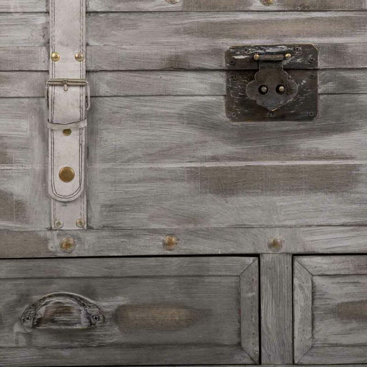 Baúl Alexandra House Living Gris PVC Madera Metal 45 x 45 x 90 cm Estilo vintage