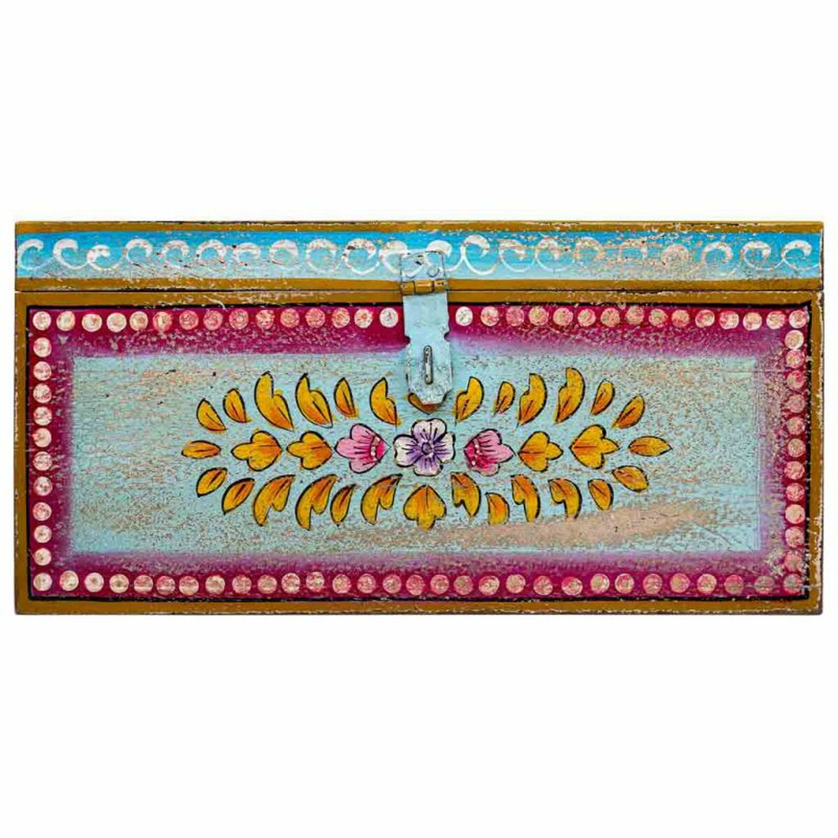 Baúl Alexandra House Living Multicolor Madera de mango 28 x 22 x 46 cm Estilo artesanal