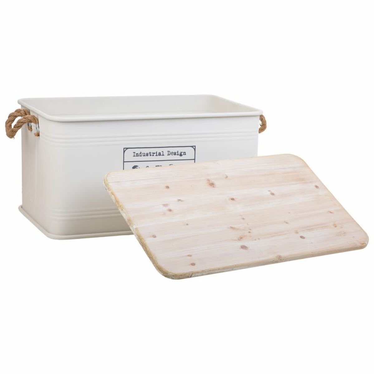 Baúl Alexandra House Living Cargo Blanco Cáñamo Metal Madera de abeto 38 x 60 x 33 cm