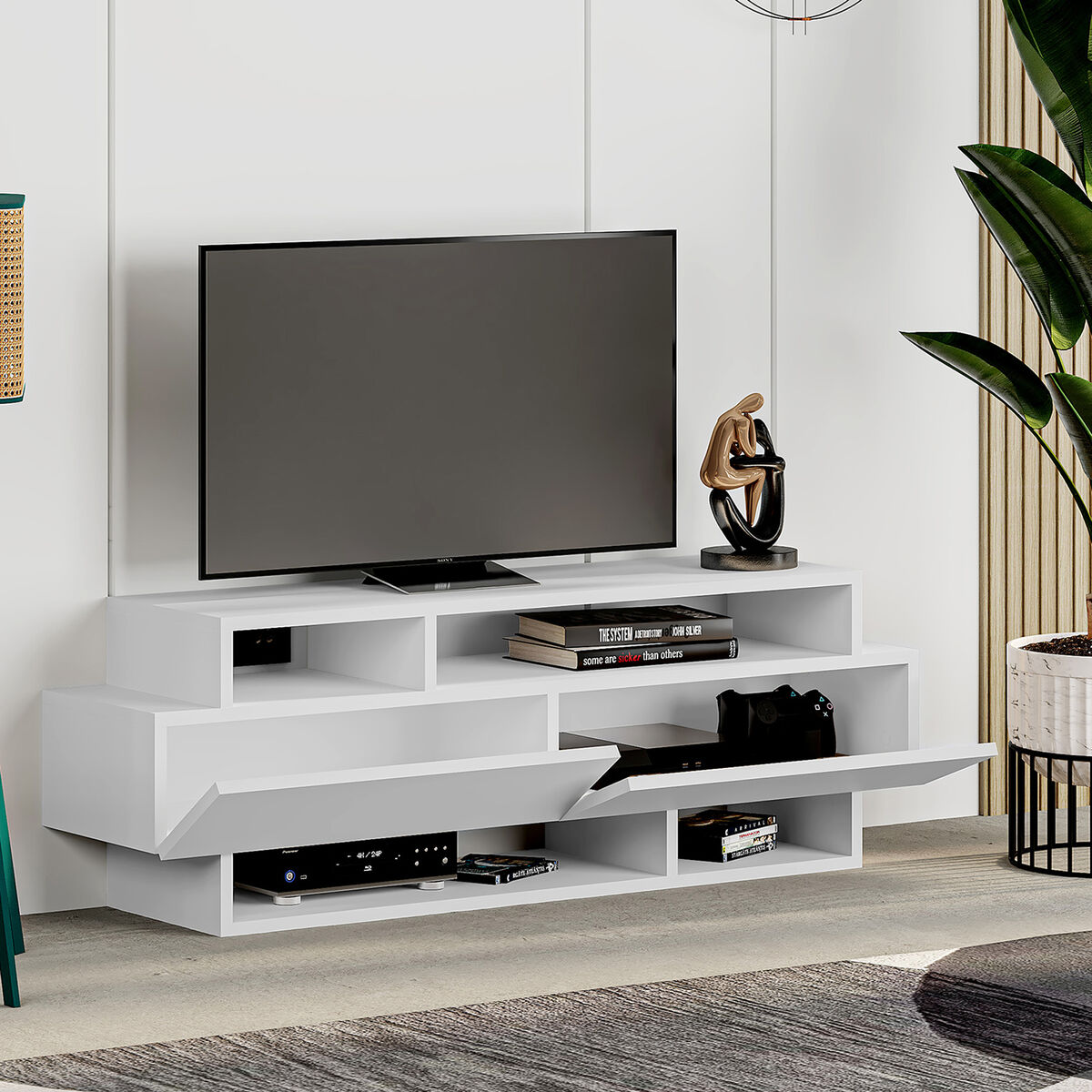 Mueble de TV Alexandra House Living Blanco 125 x 42 x 32 cm