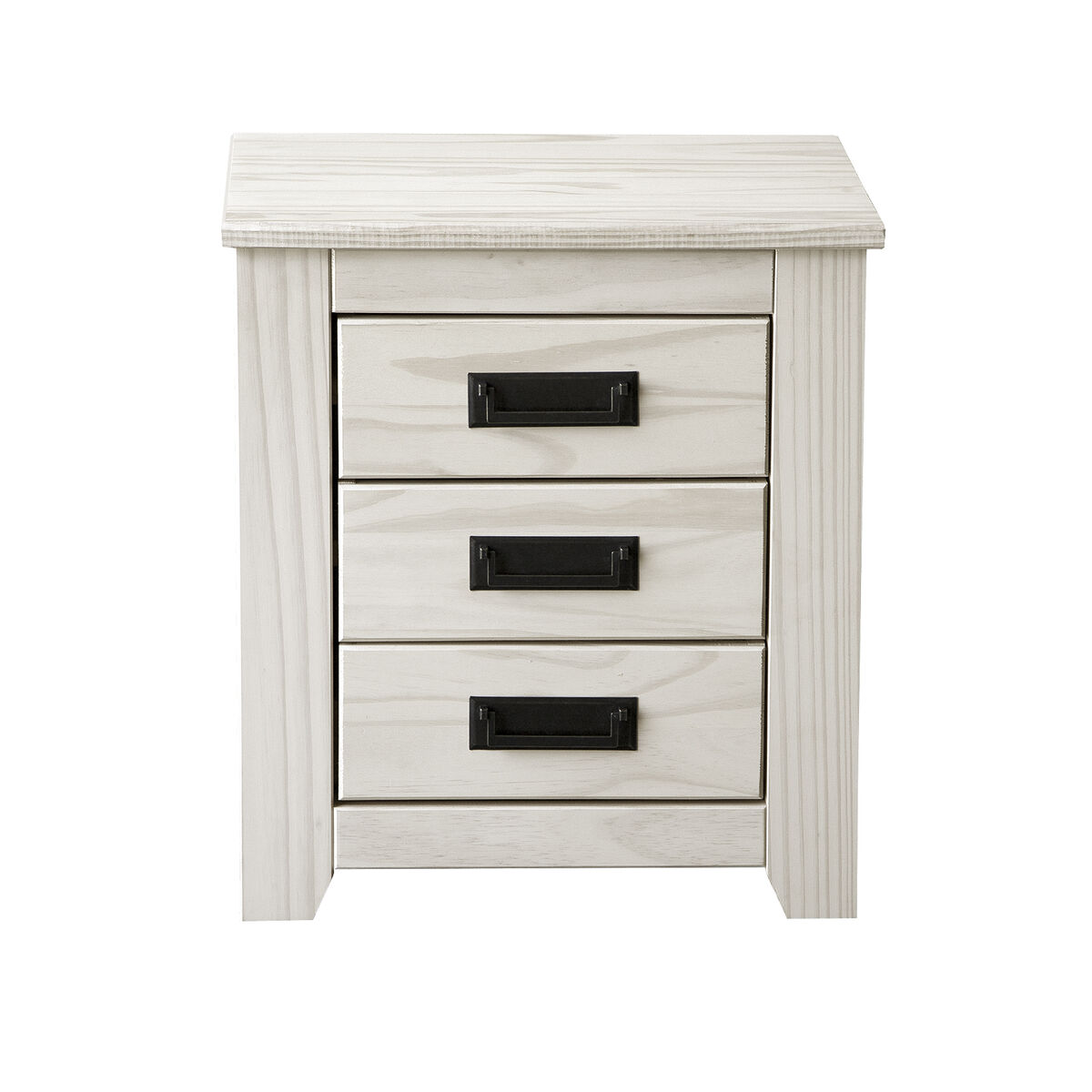 Mesita de Noche Alexandra House Living Blanco Metal Madera de pino 43 x 50 x 32 cm 3 cajones