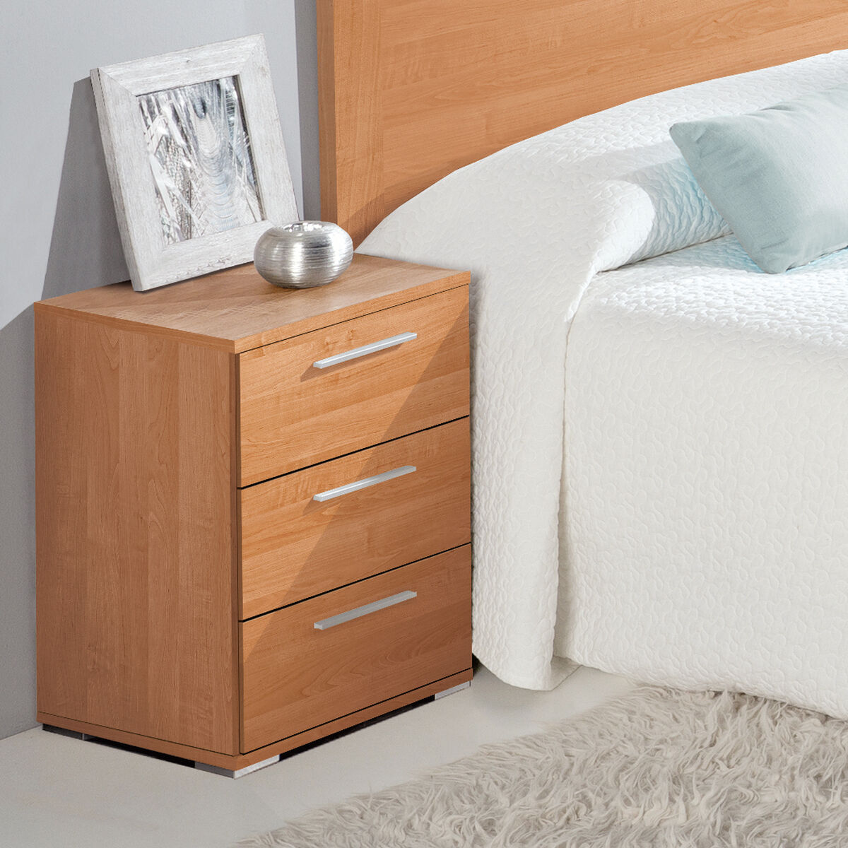 Mesita de Noche Alexandra House Living Cerezo Metal Madera MDP 41 x 62 x 35 cm 3 cajones