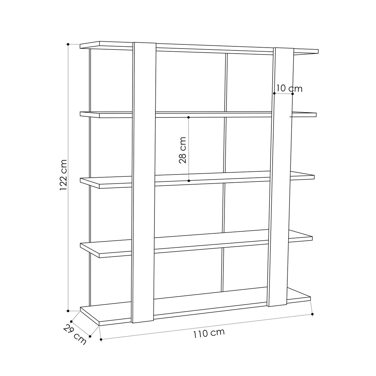 Librería Alexandra House Living Blanco Madera MDP 110 x 122 x 29 cm 4 Estantes