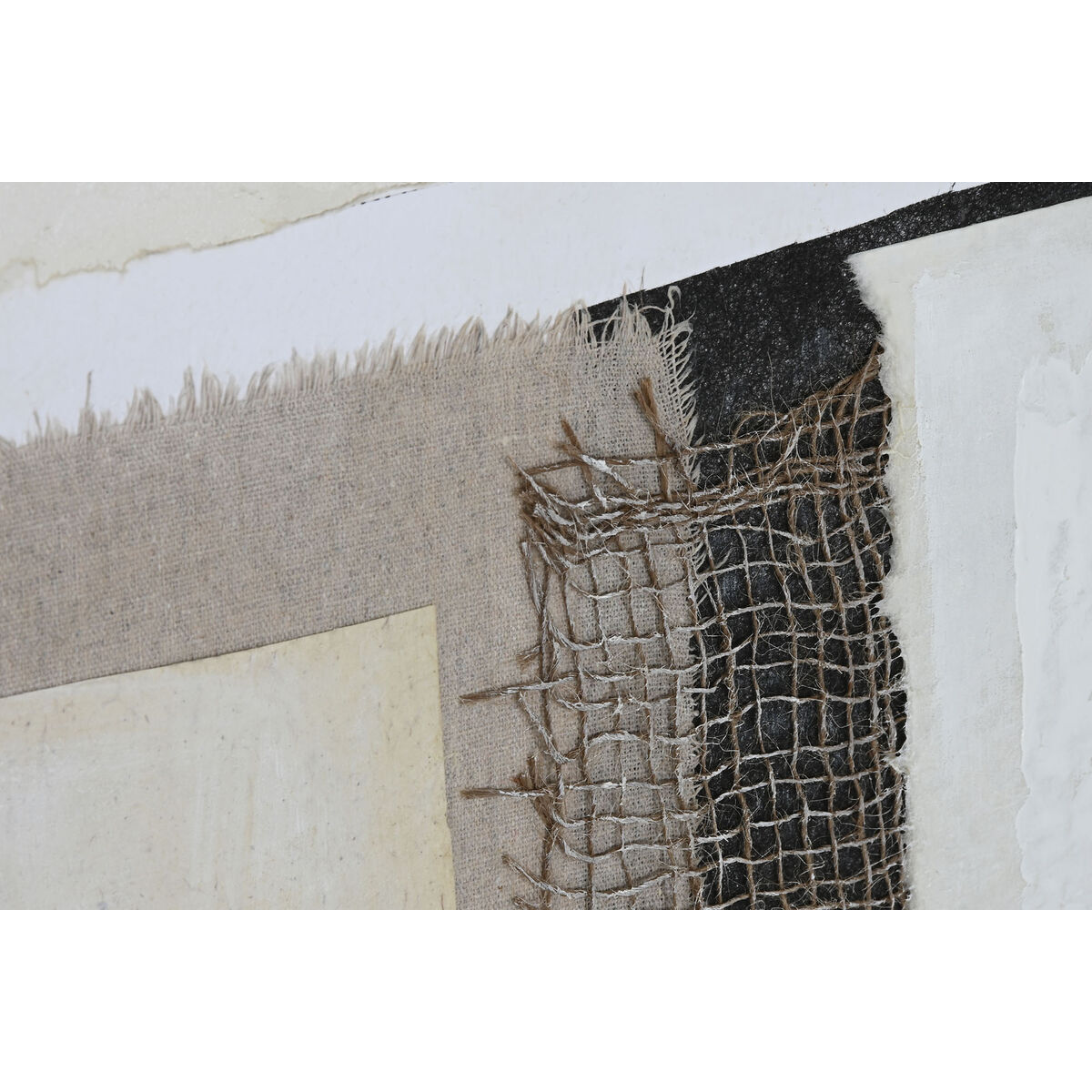 Cuadro Home ESPRIT Negro Beige Yute Poliestireno Abstracto Urbano 82 x 3,8 x 82 cm (2 Unidades)