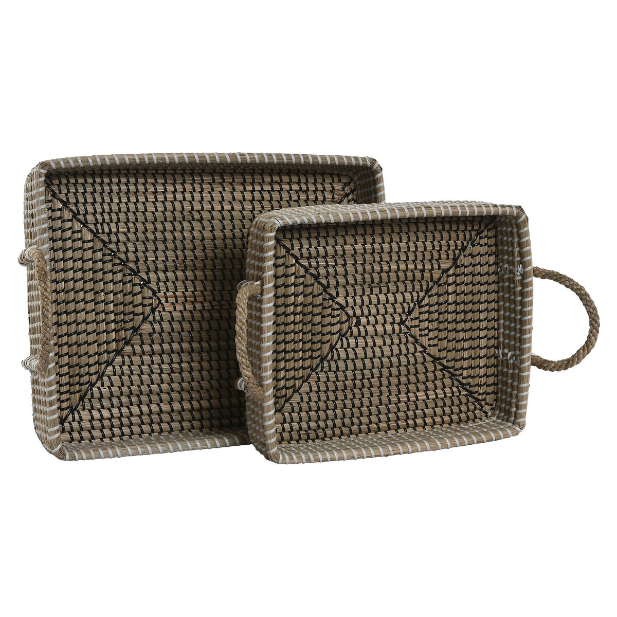 Juego de Cestas Home ESPRIT Fibra natural Natural Urbano 41 x 32 x 16 cm