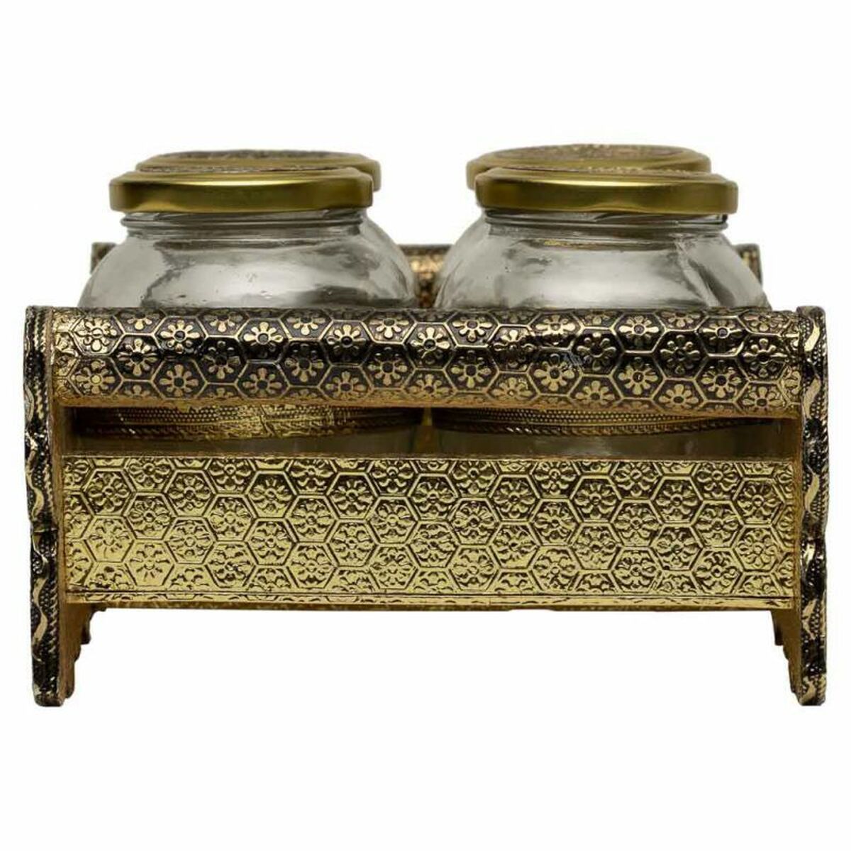 Bandeja Alexandra House Living Dorado Vidrio Aluminio Madera MDF 13 x 6 x 25 cm