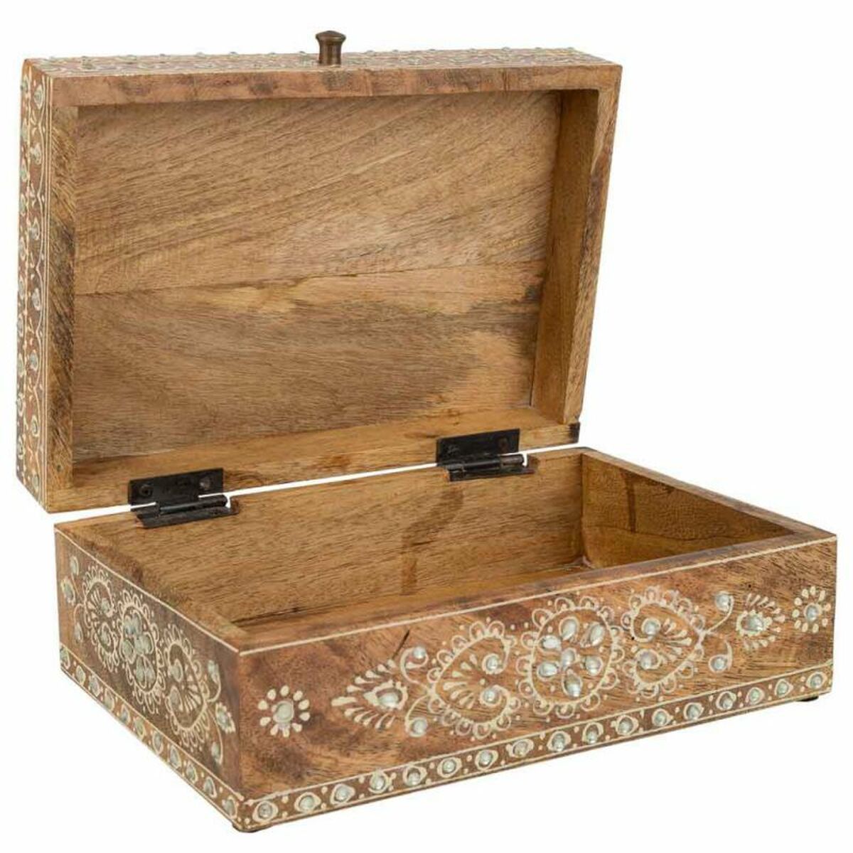 Caja-Joyero Alexandra House Living Blanco Natural Madera de mango Madera MDF 18 x 10 x 25 cm