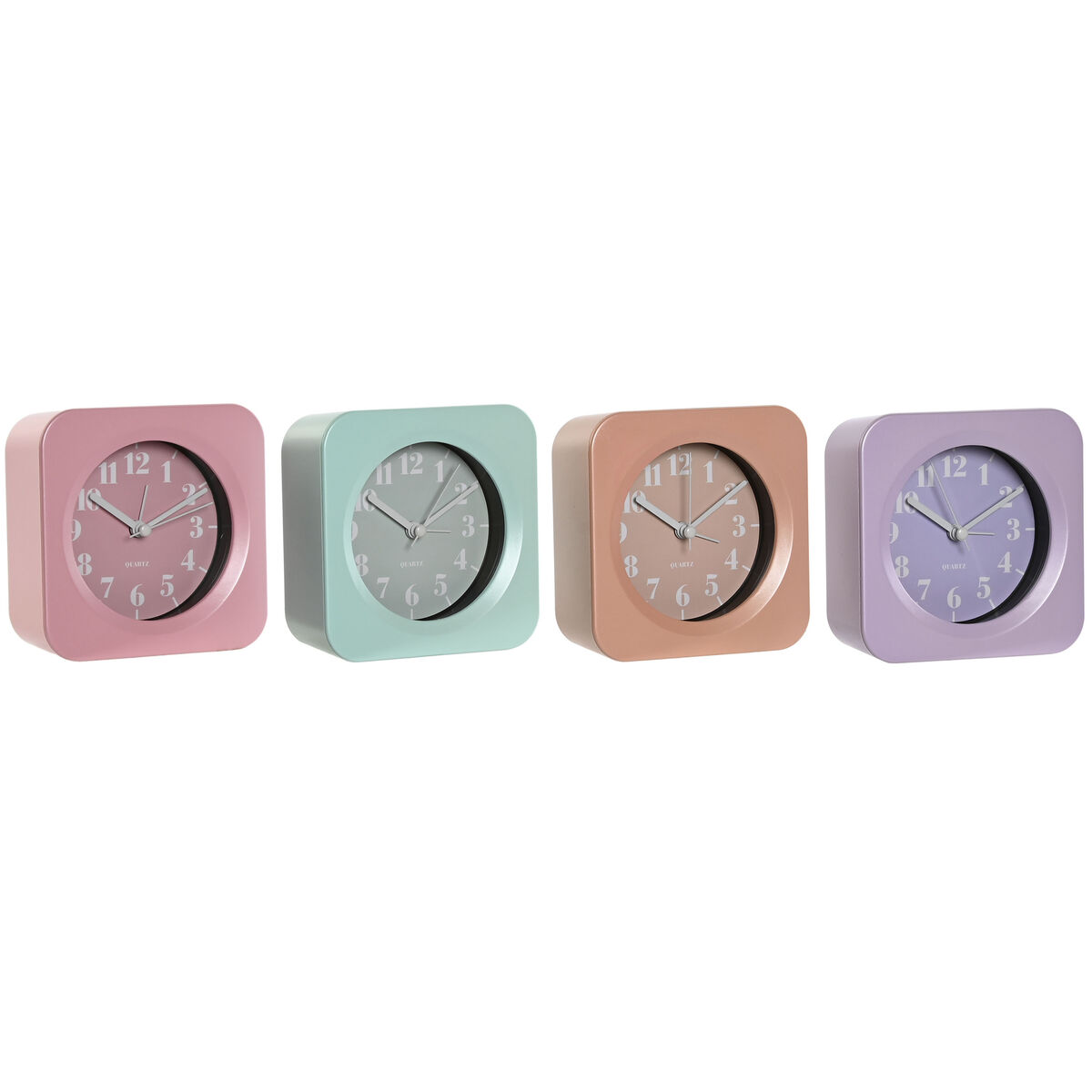 Reloj de Mesa Home ESPRIT Verde Rosa Coral Lila (4 Unidades)
