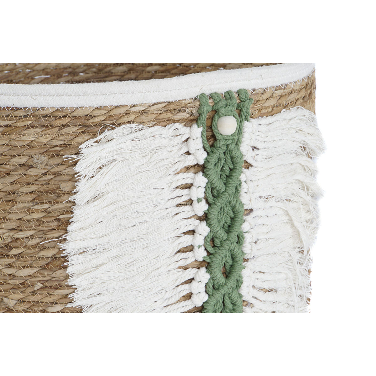 Juego de Cestas Home ESPRIT Blanco Verde Natural Fibra natural Tropical 39 x 39 x 36 cm 39 x 39 x 47 cm 3 Piezas