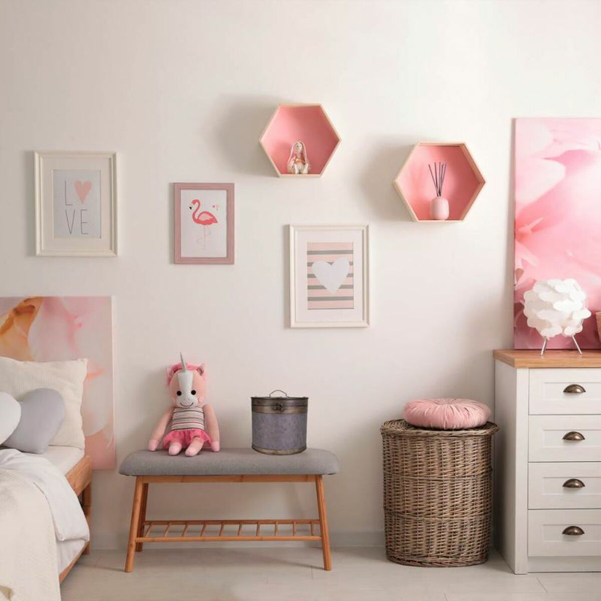 Cubo contenedor Alexandra House Living Marrón Gris PVC Madera Metal 30 x 27 x 30 cm Redonda