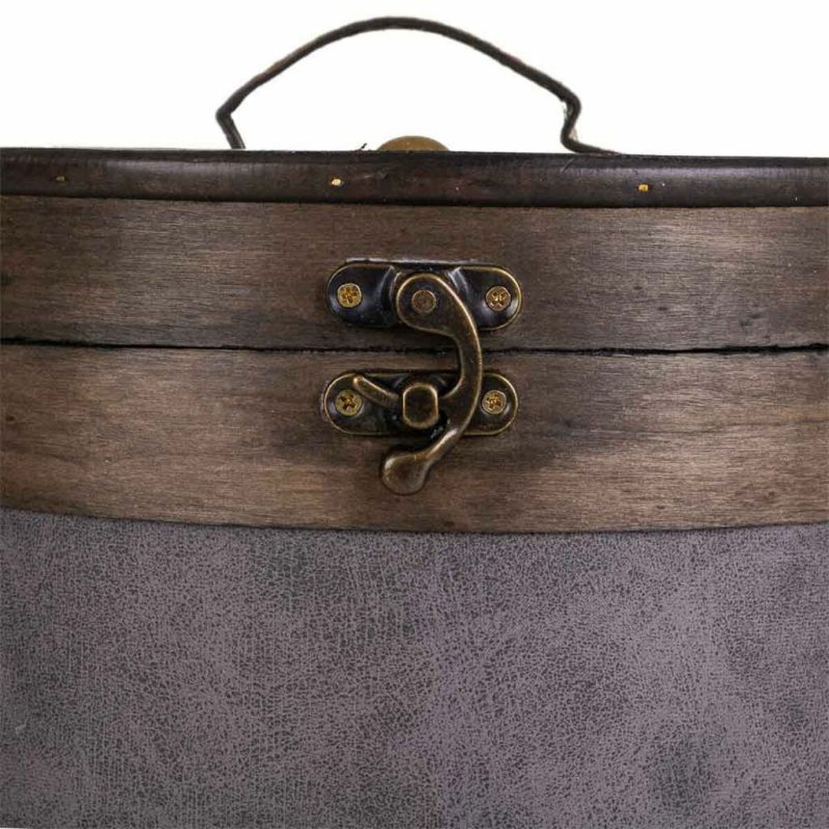 Cubo contenedor Alexandra House Living Marrón Gris PVC Madera Metal 30 x 27 x 30 cm Redonda