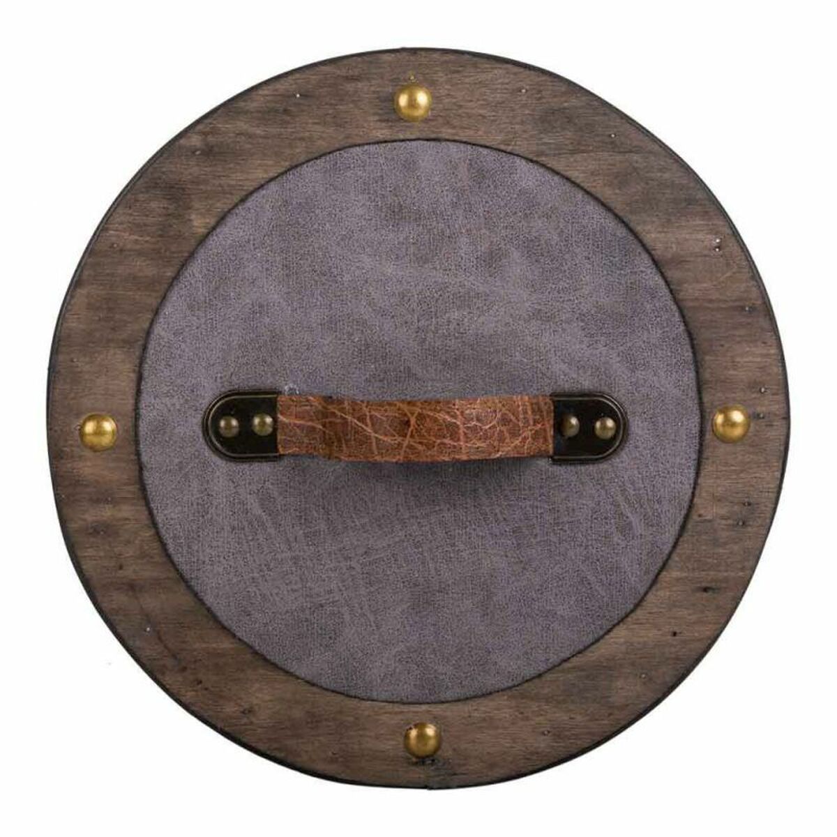 Cubo contenedor Alexandra House Living Marrón Gris PVC Madera Metal 30 x 27 x 30 cm Redonda