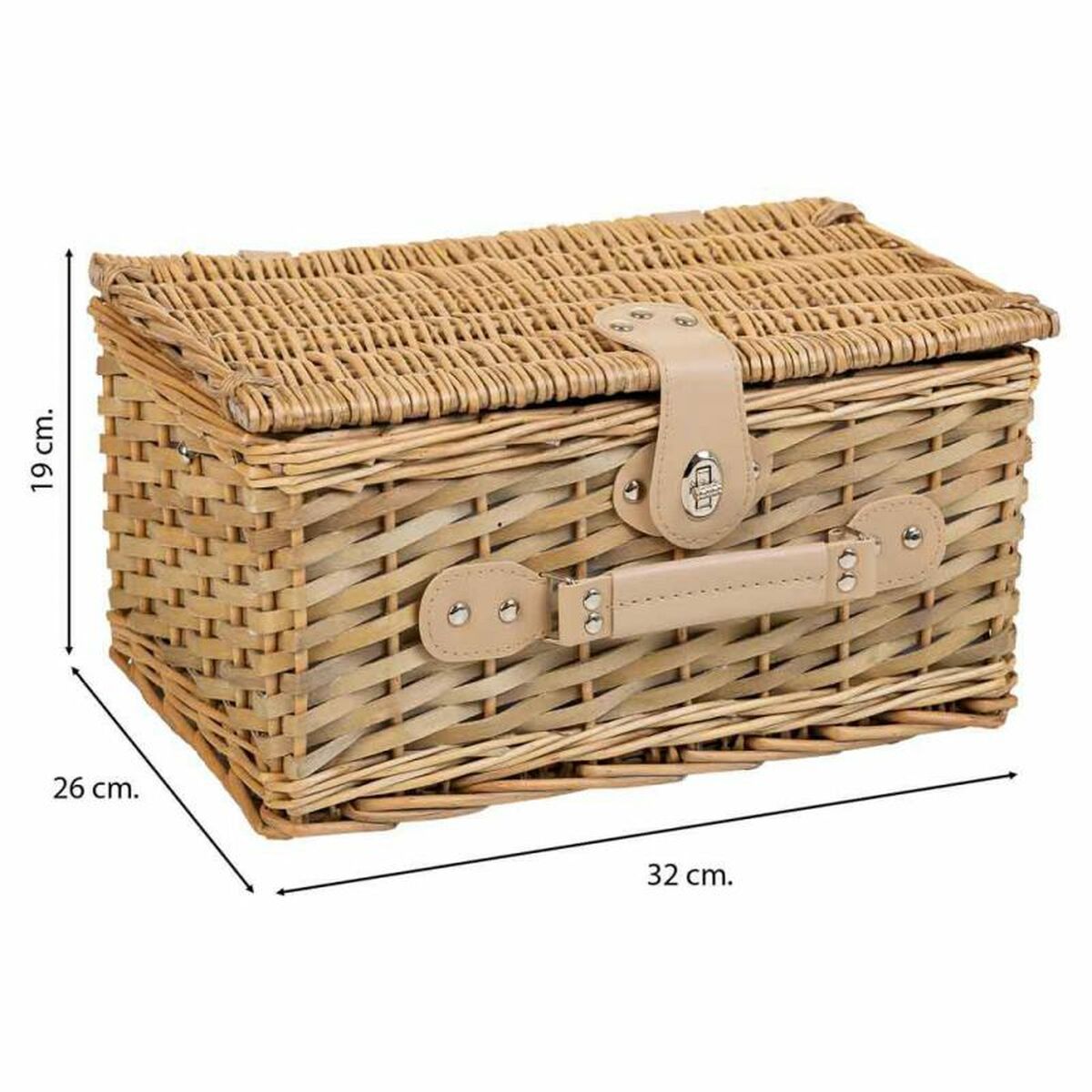 Cesta de Picnic Alexandra House Living Gris Natural Mimbre