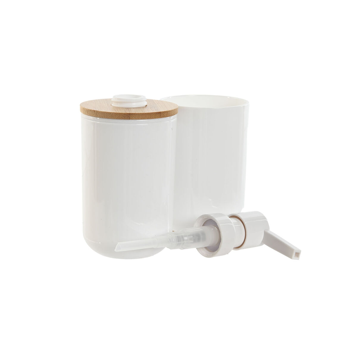 Set de Baño Home ESPRIT Blanco Natural Bambú Poliestireno 7 x 7 x 16 cm