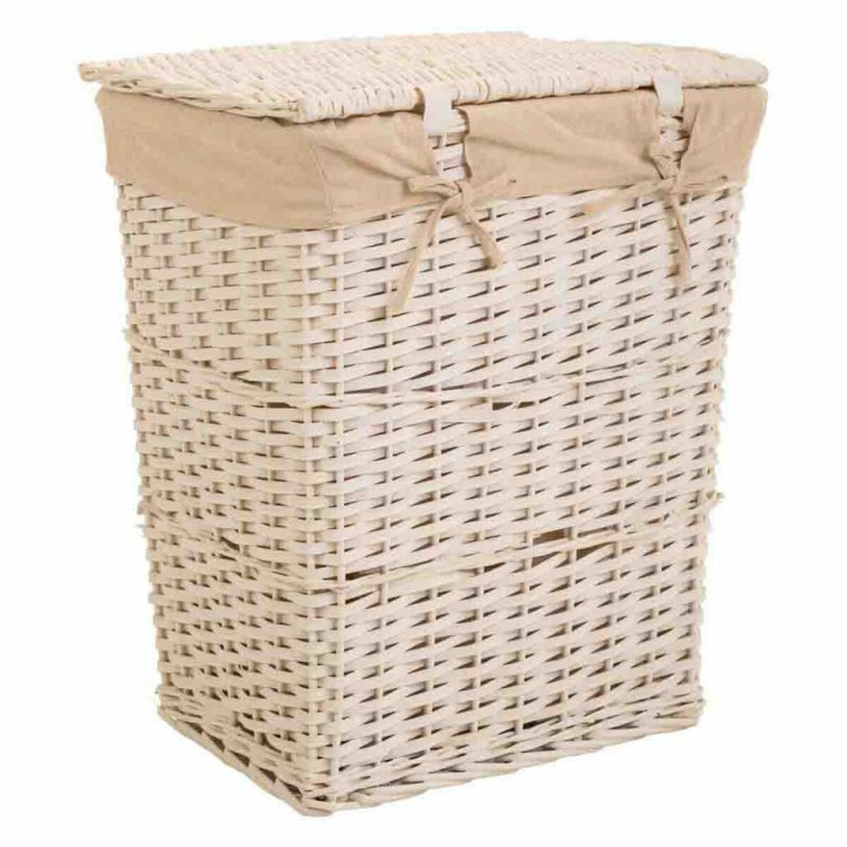 Cesto para la Ropa Sucia Alexandra House Living Blanco Mimbre Madera de sauce 36 x 54 x 45 cm 37 x 28 x 46 cm 30 x 22 x 38 cm 3 
