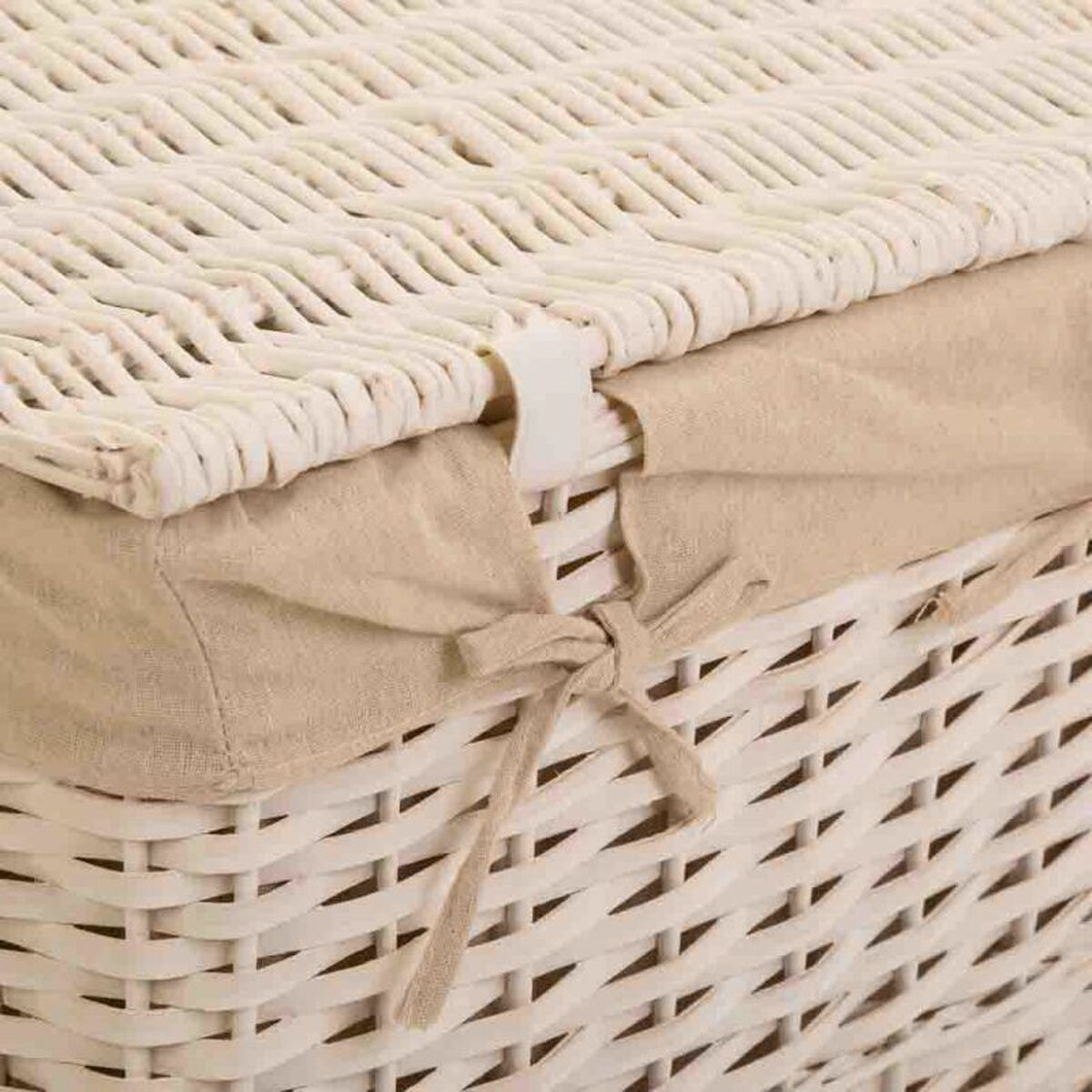 Cesto para la Ropa Sucia Alexandra House Living Blanco Mimbre Madera de sauce 36 x 54 x 45 cm 37 x 28 x 46 cm 30 x 22 x 38 cm 3 