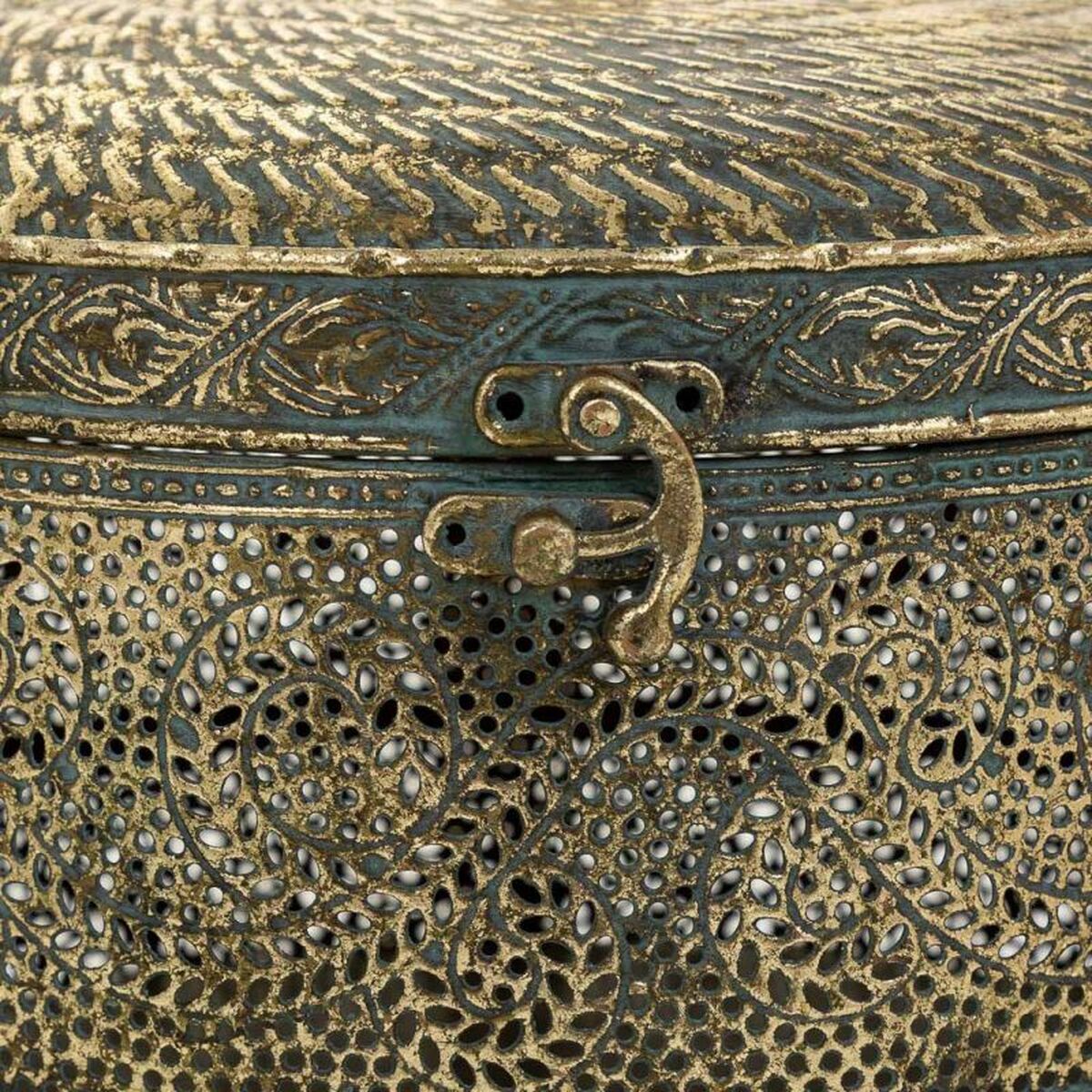 Juego de Cajas Decorativas Alexandra House Living Dorado Hierro 24 x 25 x 19 cm 18,5 x 18,5 x 15 cm 2 Piezas