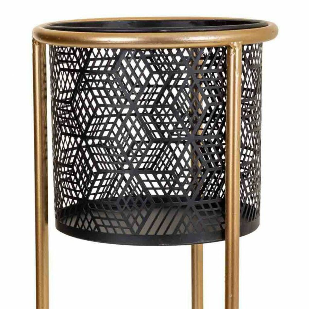 Macetero Alexandra House Living Negro Dorado Metal 23 x 60 x 23 cm Con soporte