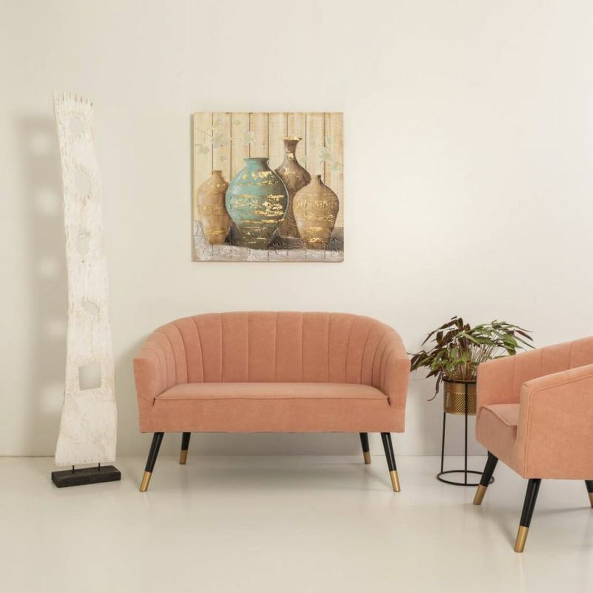 Macetero Alexandra House Living Negro Dorado Metal 24 x 50 x 24 cm Con soporte