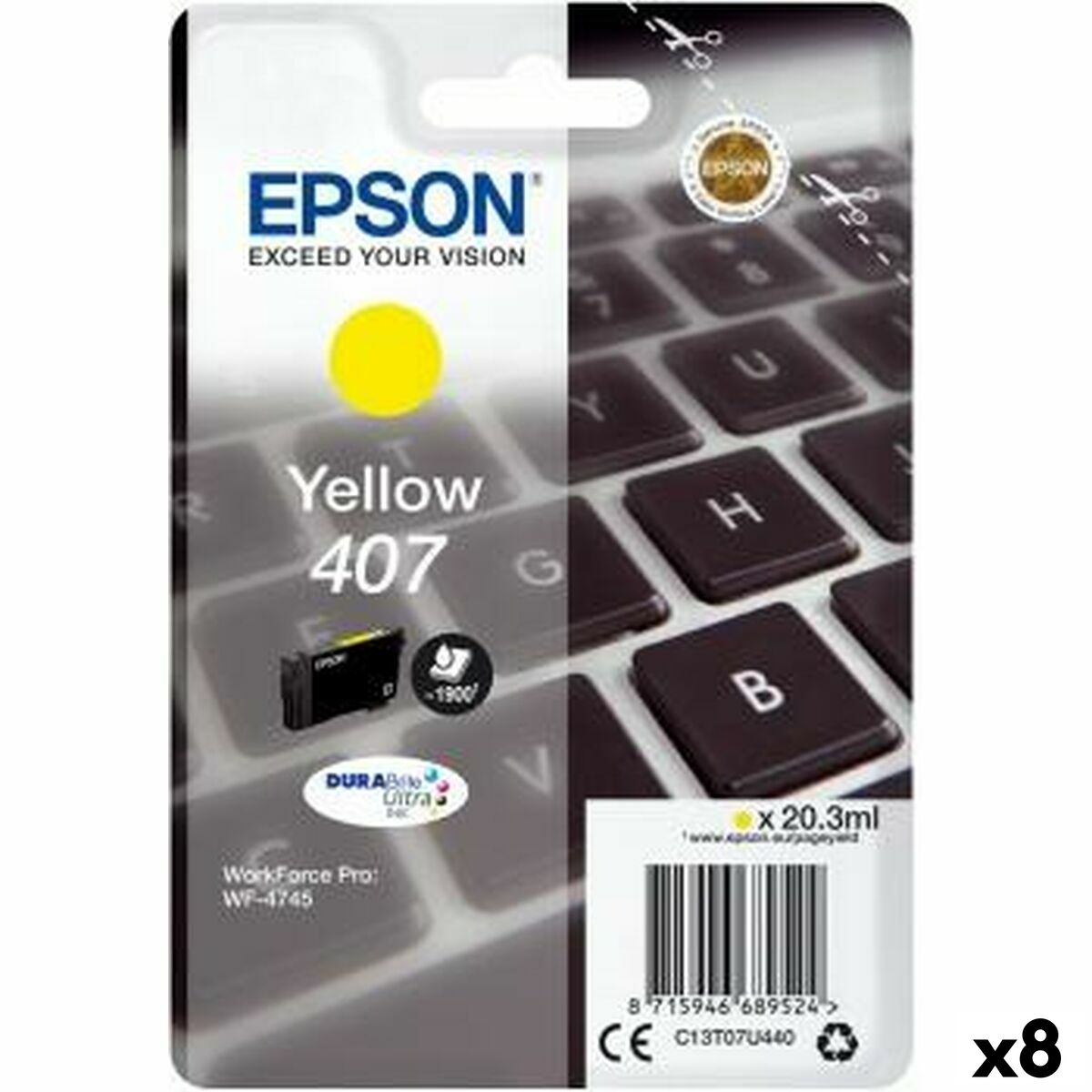Cartucho de Tinta Original Epson WorkForce Pro 4745 Series Amarillo (8 Unidades)
