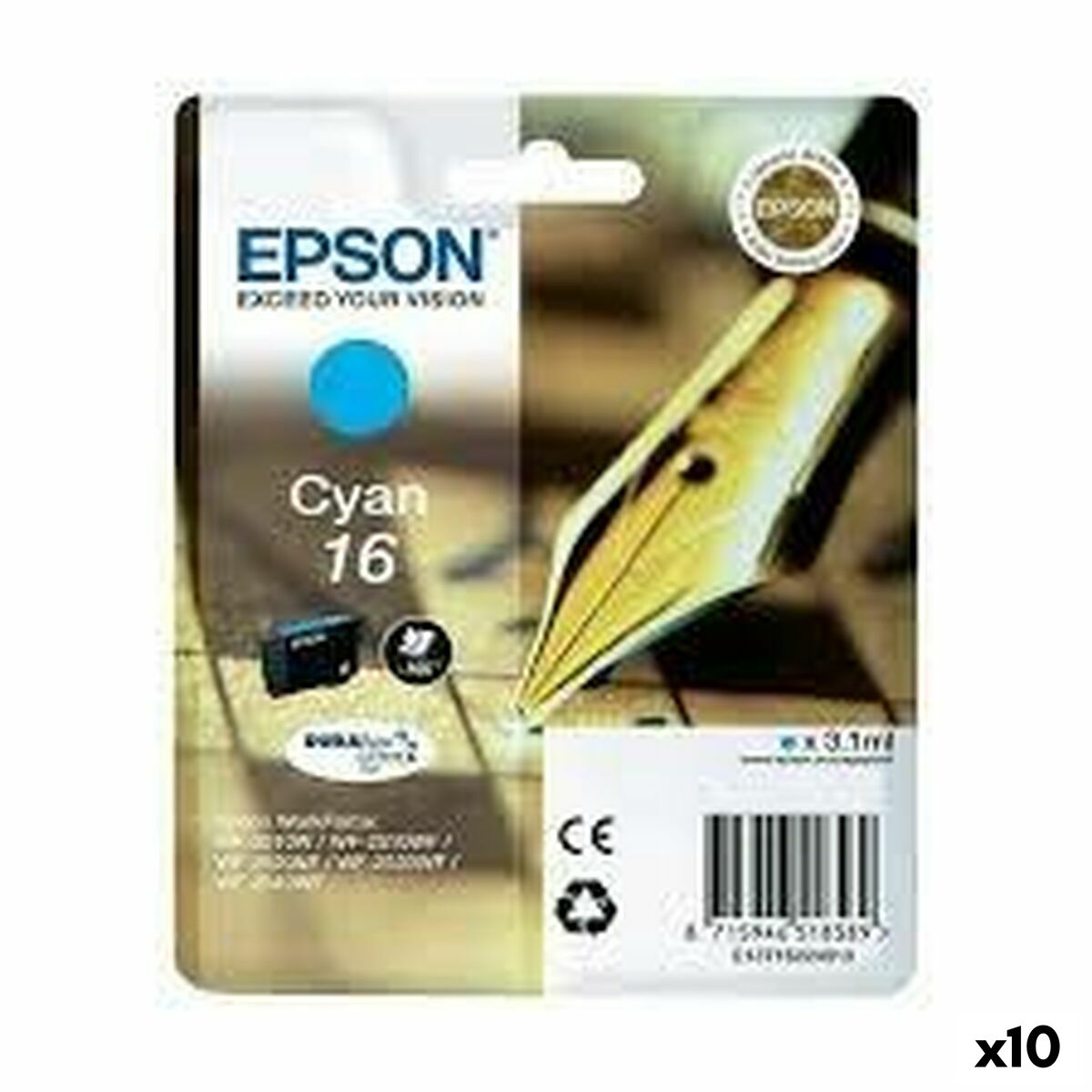 Cartucho de Tinta Original Epson 16 Cian (10 Unidades)