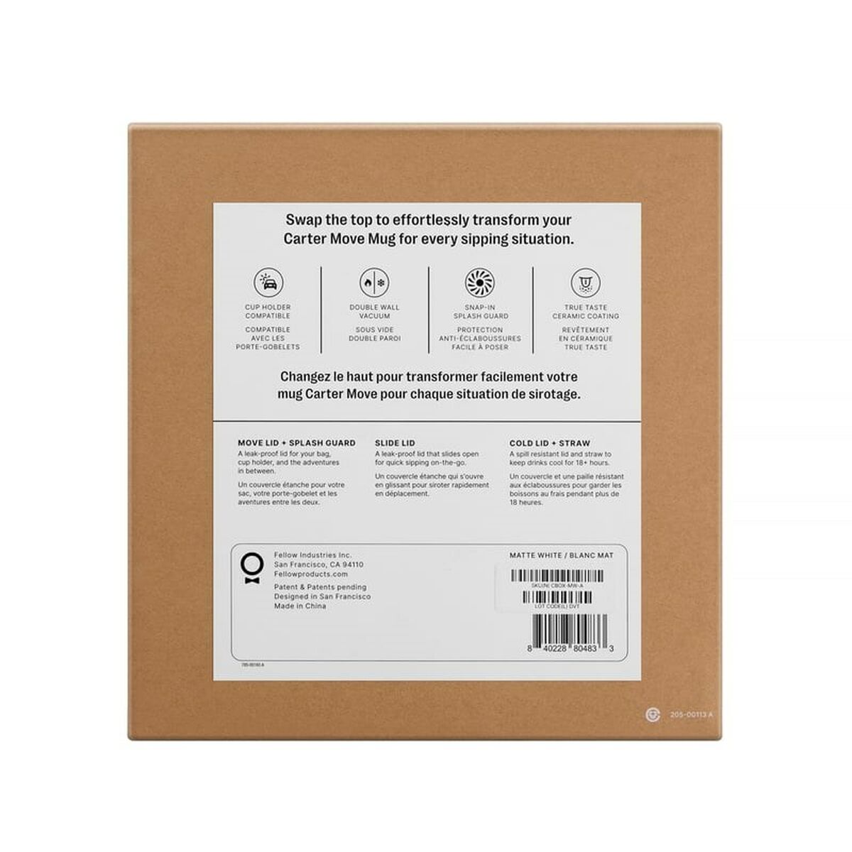 Termo Fellow CBOX-MW Blanco Acero Inoxidable Cerámico 473 ml