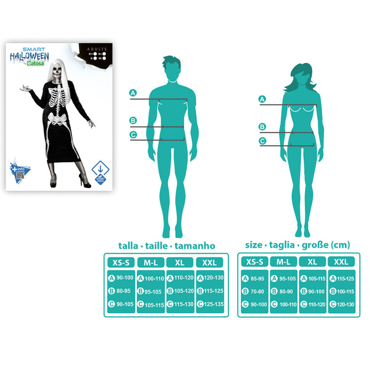 Disfraz para Adultos Negro Esqueleto M/L