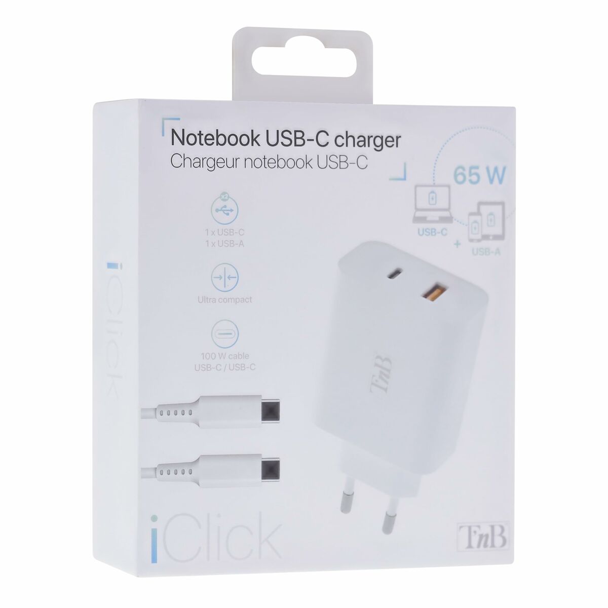 Cargador de Pared + Cable USB-C T'NB CHNBTINY65 65 W