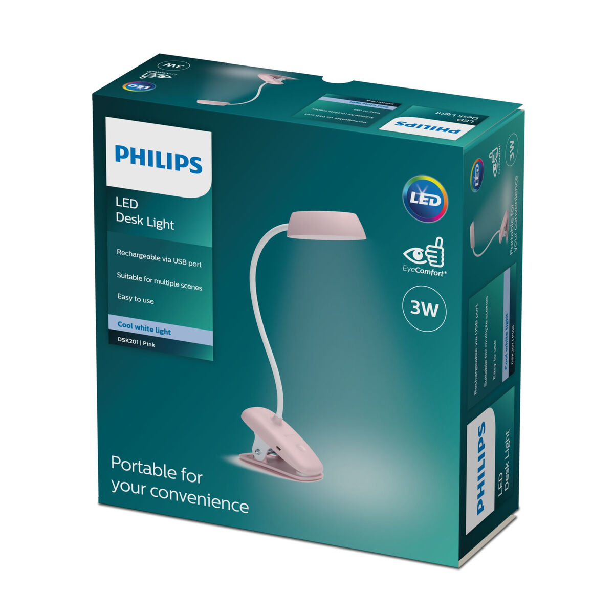 Lámpara de mesa Philips Lámpara de mesa Rosa 3 W