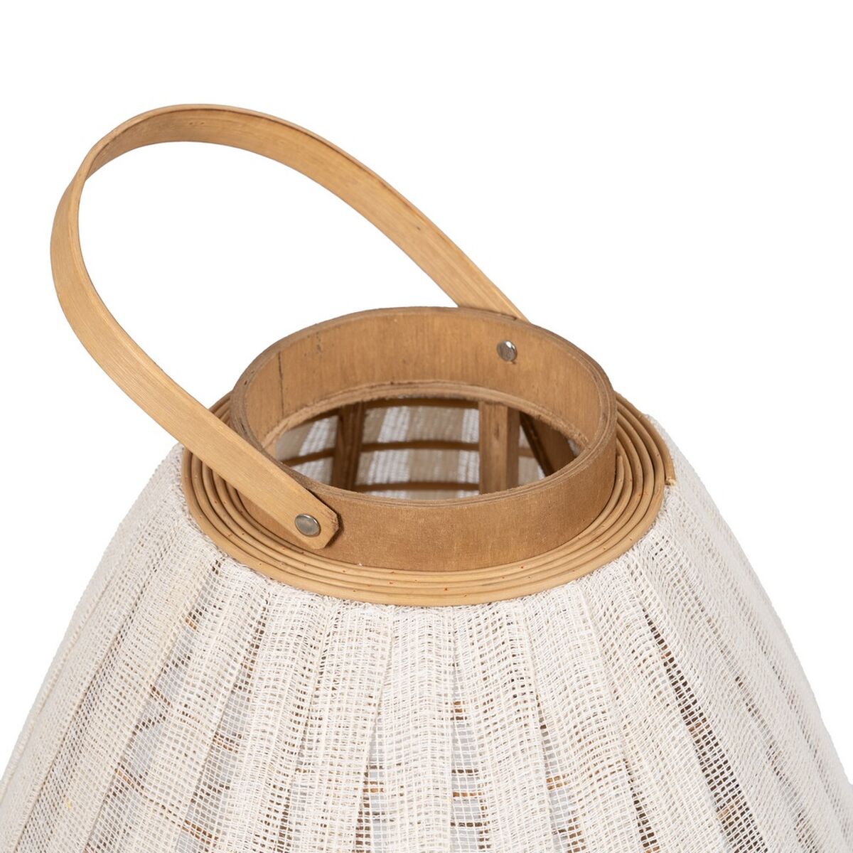 Farol Beige Natural Bambú Cristal 38 x 38 x 70 cm