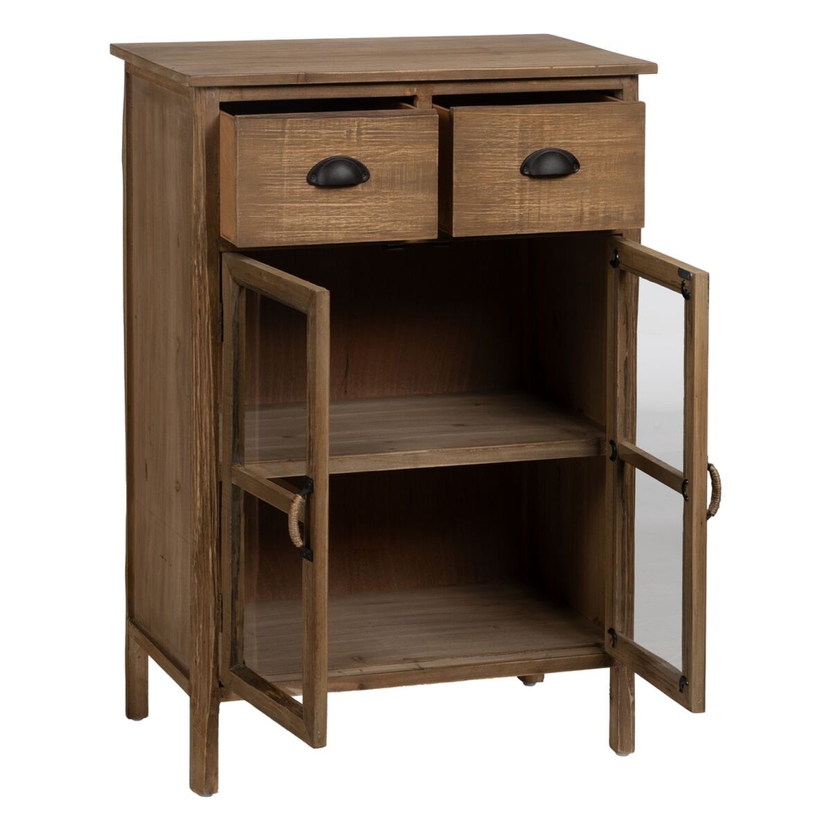 Vitrina con Doble Puerta de Cristal Natural Cristal Madera de abeto 64 x 37 x 92,5 cm