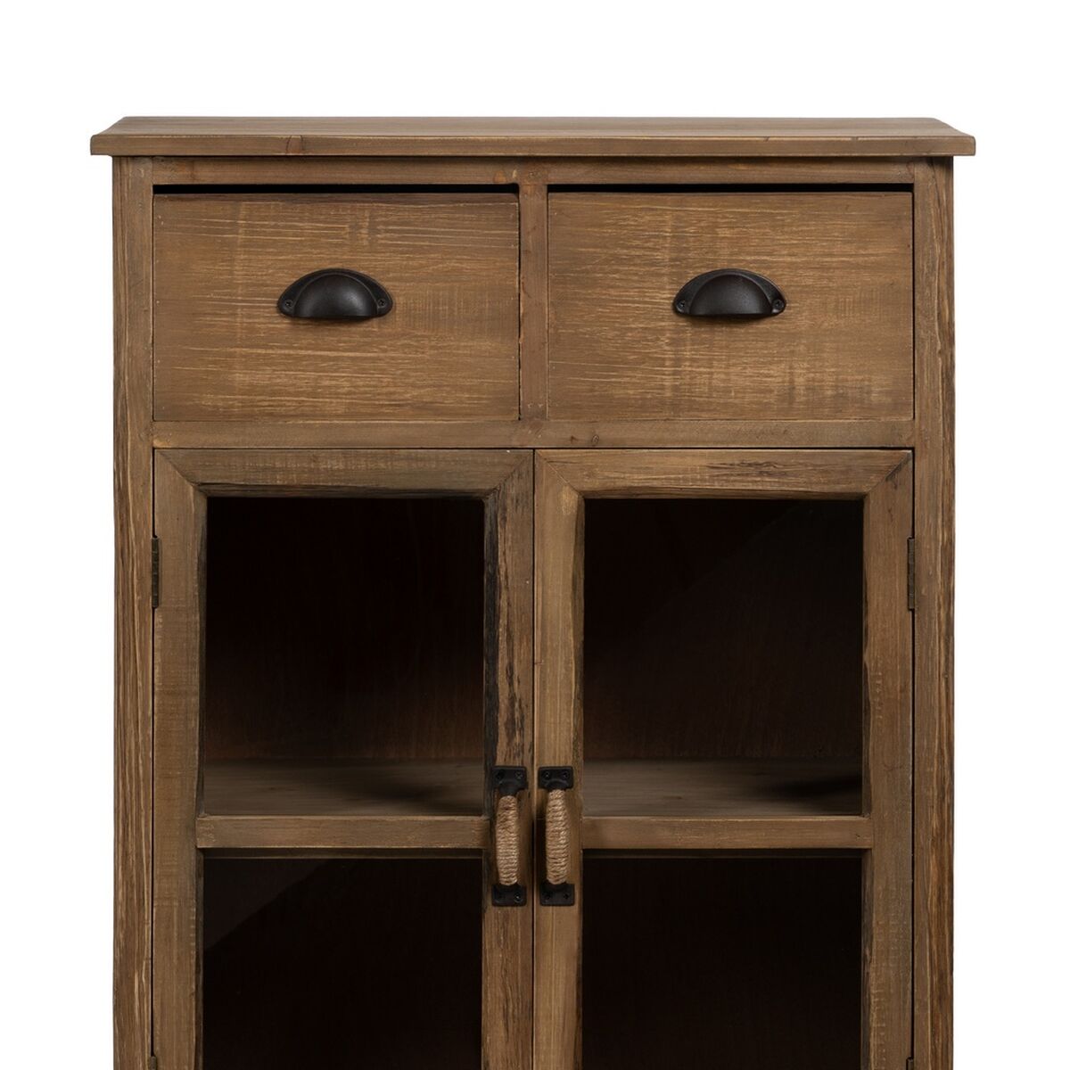 Vitrina con Doble Puerta de Cristal Natural Cristal Madera de abeto 64 x 37 x 92,5 cm