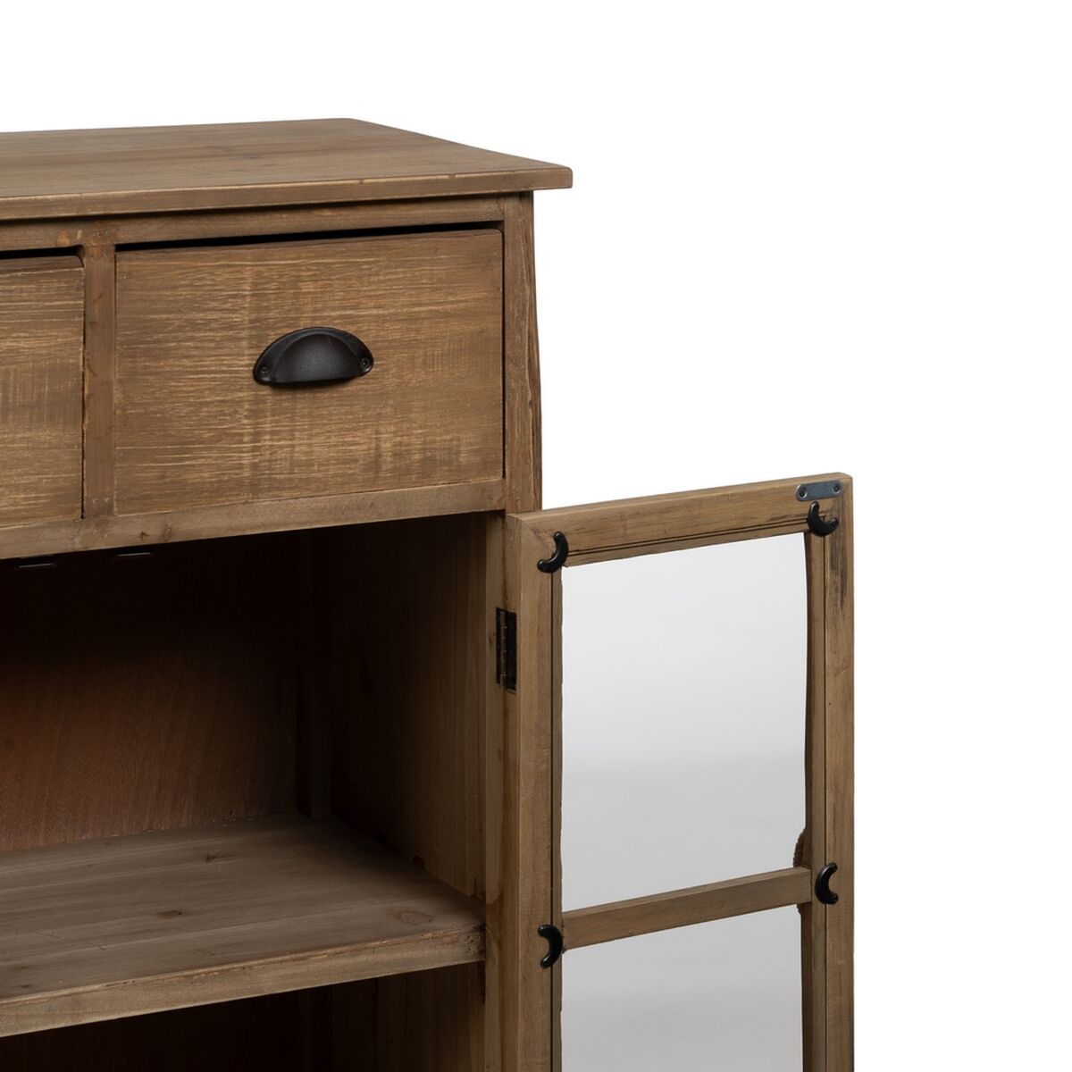 Vitrina con Doble Puerta de Cristal Natural Cristal Madera de abeto 64 x 37 x 92,5 cm