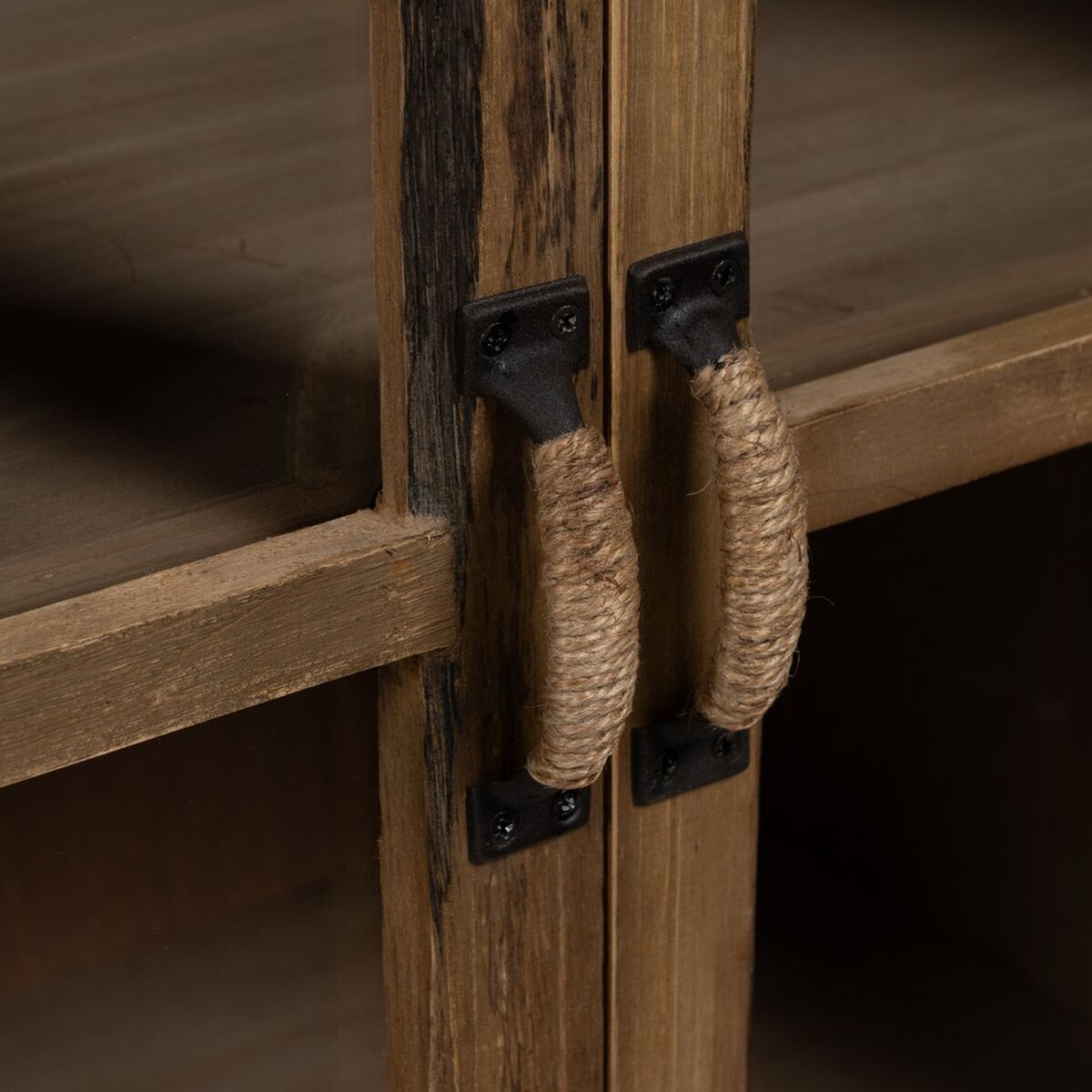 Vitrina con Doble Puerta de Cristal Natural Cristal Madera de abeto 64 x 37 x 92,5 cm